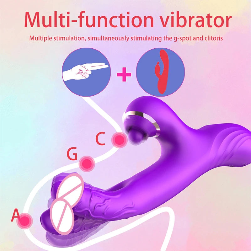 Vibrador Tapping Flapping Dildo Duplo para Mulheres Clitóris Clitóris Sugador Estimulador Poderoso Brinquedo Sexual Mulher Vibradores Coelho Feminino