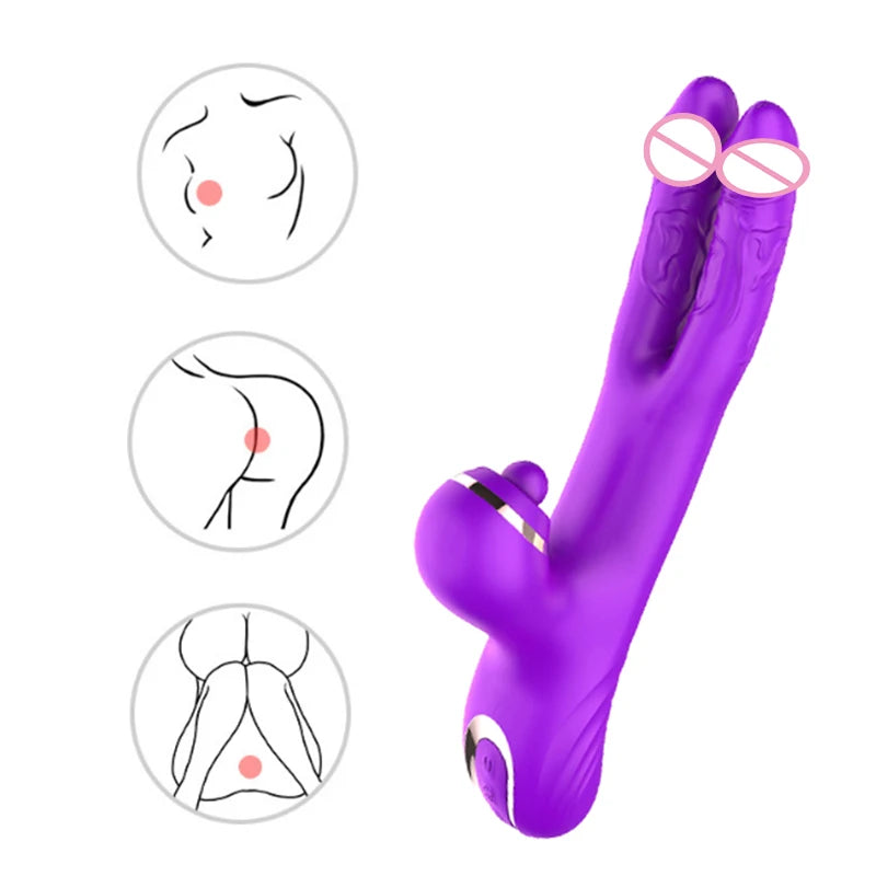 Vibrador Tapping Flapping Dildo Duplo para Mulheres Clitóris Clitóris Sugador Estimulador Poderoso Brinquedo Sexual Mulher Vibradores Coelho Feminino