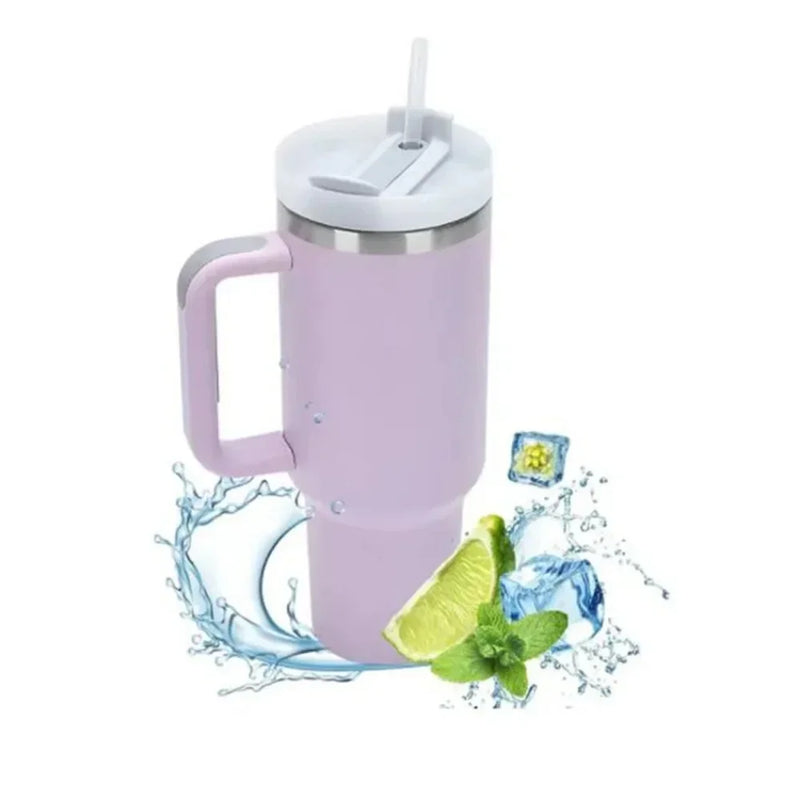 Garrafa de água isolada de aço inoxidável 1200ML , copo térmico para café, canecas quentes e frias, garrafa térmica a vácuo com alça, canudo, para esporte