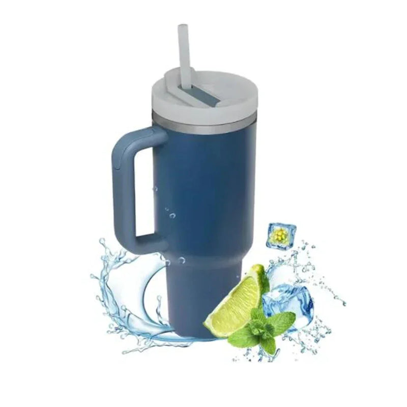 Garrafa de água isolada de aço inoxidável 1200ML , copo térmico para café, canecas quentes e frias, garrafa térmica a vácuo com alça, canudo, para esporte