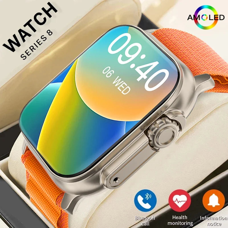 Smart Watch 2024 T800 Ultra"Tela AMOLED NFC Bússola À Prova D'Água Para Apple Watch IWO Ultra 8 Smartwatch