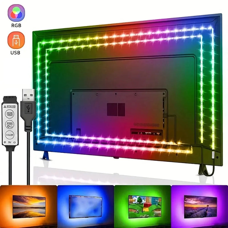 Luzes Led para TV 3 Teclas Controle Led Strip USB 5V Fita Luzes para TV Luz de Fundo Decoração de Festa em Casa Fita Flexível