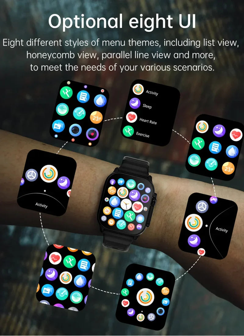 Smart Watch 2024 T800 Ultra"Tela AMOLED NFC Bússola À Prova D'Água Para Apple Watch IWO Ultra 8 Smartwatch