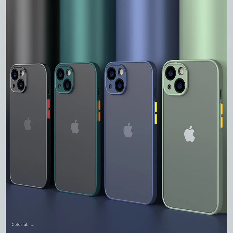 Nova capa de telefone à prova de choque para iPhone 15 11 12 13 Mini 14 Pro XR X Xs Max 7 8 Plus SE 2020 Capa de silicone rígida